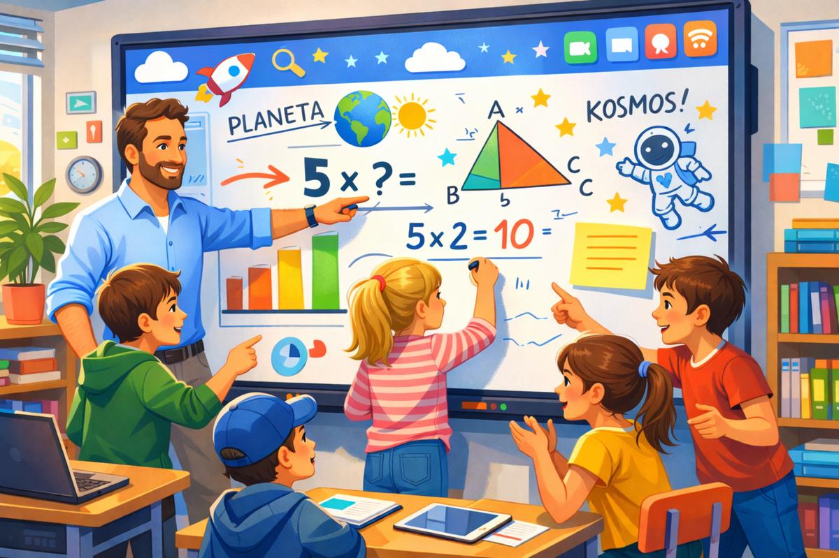 Lekcja z monitorem interaktywnym w szkole