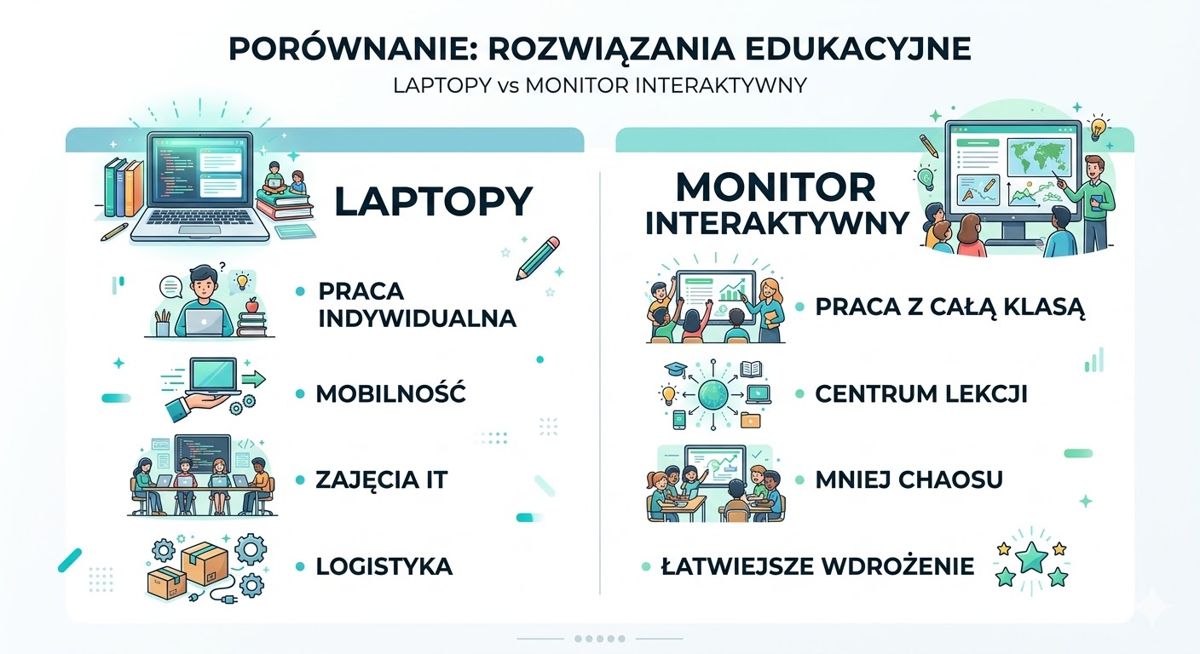 monitor interaktywny czy laptopy – porównanie w szkole